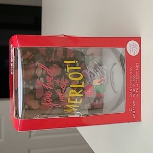 Giant Stemless Wine Glass with Accessories "You Had Me At Merlot" by Crofton NEW